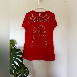 Boho Embroidered Tunic Dress